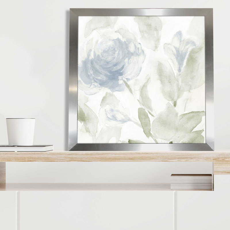 Fin du printemps I - peinture, L 37,5 po x H 37,5 po, Encadrement argenté