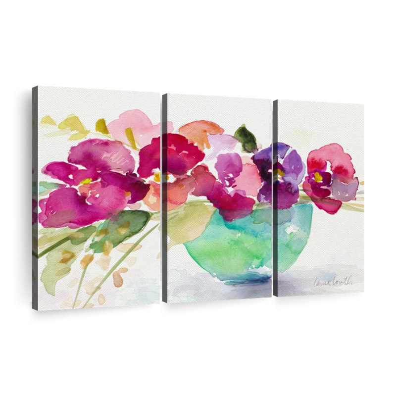 «Bowl of Blooms», reproduction sur toile 3 pièces, H 20 po x l 33 po