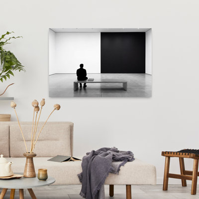 Man In Art Gallery Minimalist Modern Abstract Architecture Wall Art