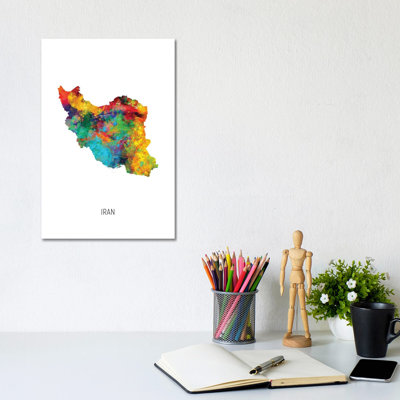 Iran Map by Michael Tompsett - Wrapped Canvas Gallery-Wrapped Canvas Giclée