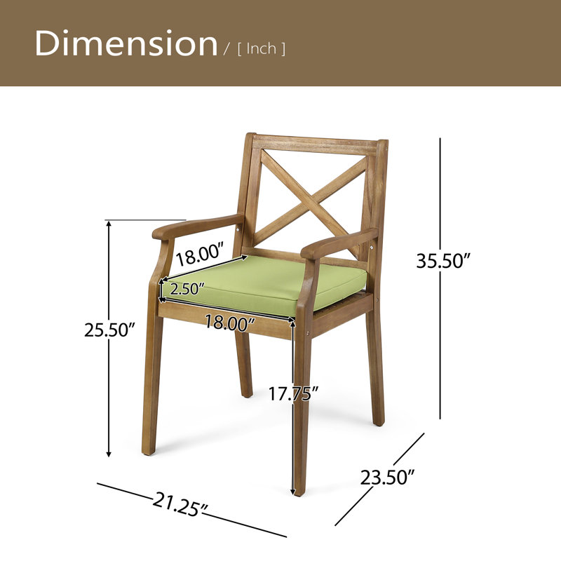 Chaise avec 2 coussins Perla, Vert/brun