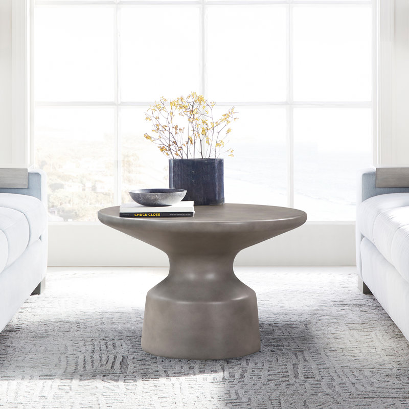 Anterrion 24" Wide Round Pedestal Coffee Table in Grey Concrete
