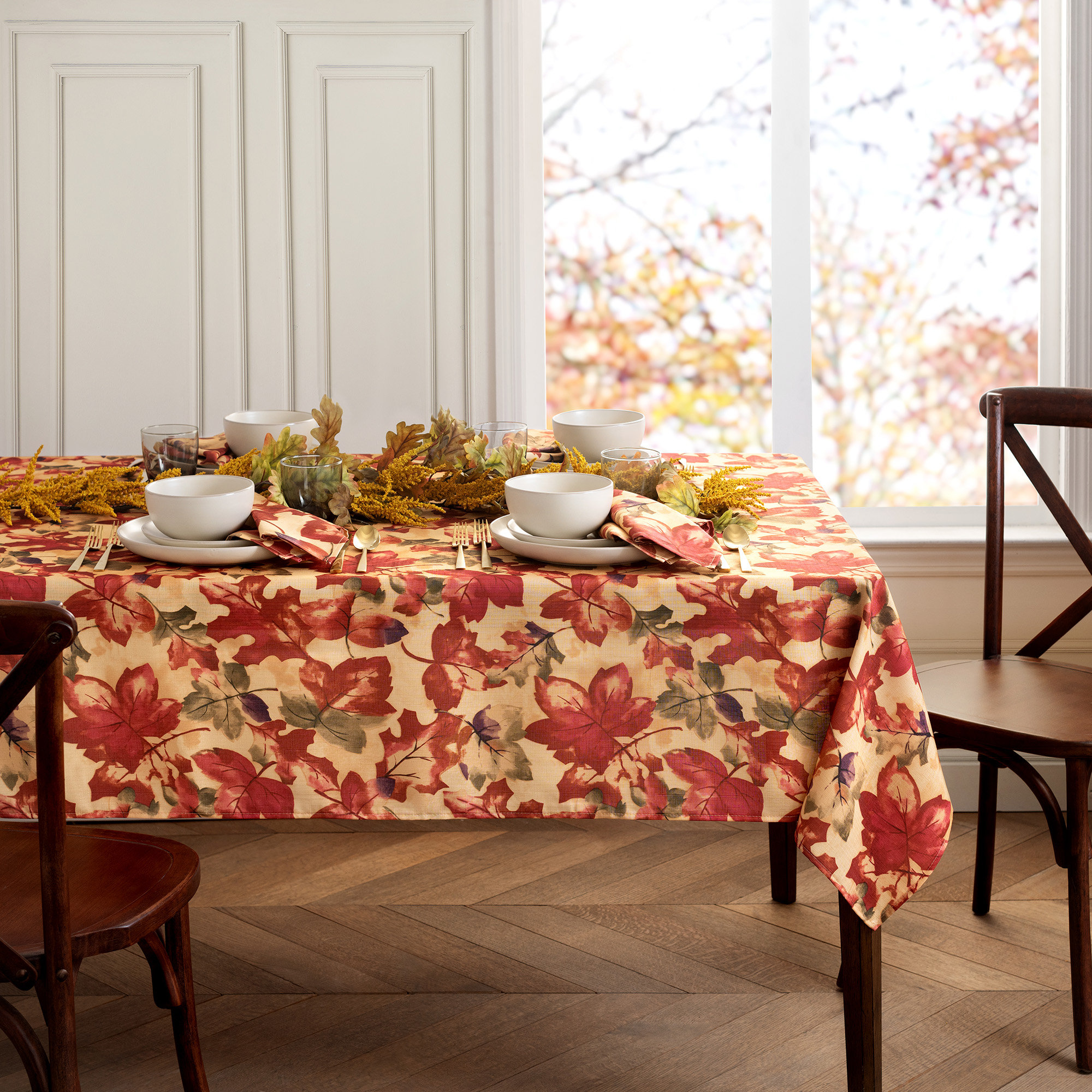 Alcott Hill® Coffman Floral Thanksgiving Tablecloth & Reviews | Wayfair