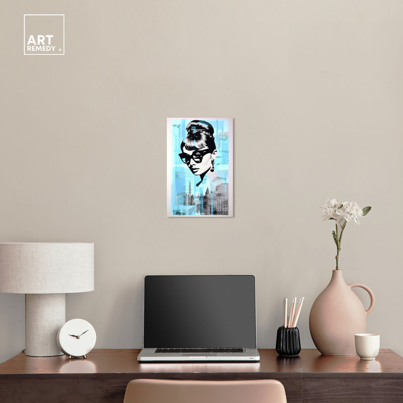 Retro Blue and Gray Collage Canvas Art Print, 16" x 24"