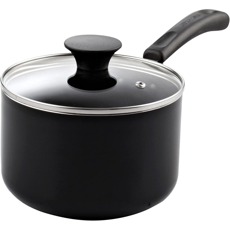 Casserole antiadhésive, casserole de 1 pte avec couvercle en verre, marmite multiusage antiadhésive, marmite en aluminium au chocolat au lait avec poignée Stay-Cool, marbre