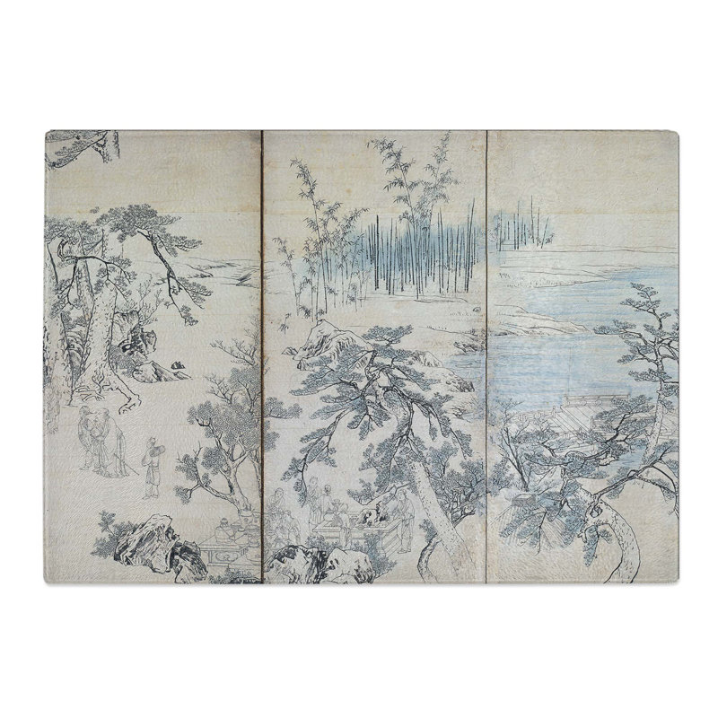 Tempered Glass Gathering in an Orchid Pavilion by Maruyama Okyo Chopping Board, 28.5 cm x 20 cm