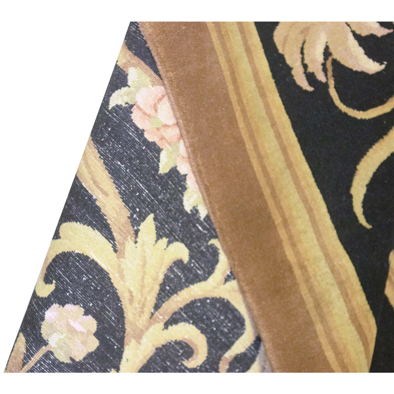 Tapis noir et doré de haute qualité noué à la main