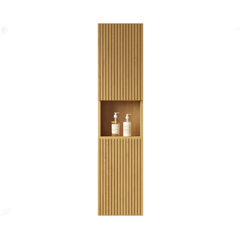 MITCH 59" Tall Bathroom Wall Mounted Cabinet, Narrow Storage Cabinet With Doors And Shelves, Suitable For Small Spaces, Applicable To Bathroom, Living Rooms And Laundry, Corolla Oak Woodgrain Color