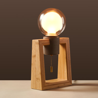 Solid Wood Table Lamp, Small Nightstand Lamp, Desk Lamp, 1 G125 Bulb (1800K Soft White) Included, Ideal for Living Rooms, Bedrooms & Bedside Tables - Plug - in