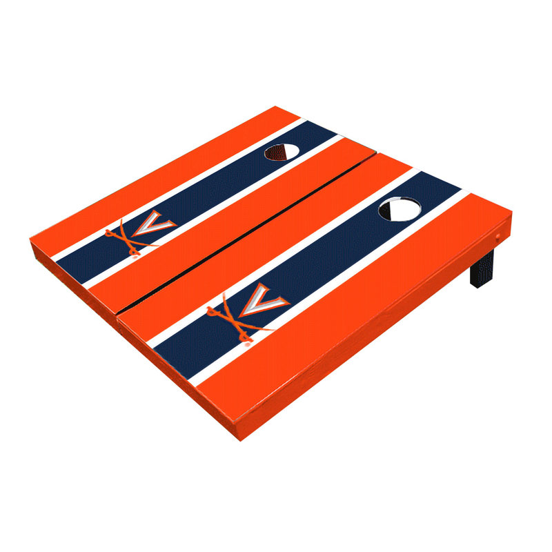 Planches de cornhole à rayures 2 'x 3' NCAA, Cavaliers de Virginie, Bleu marine / orange assorti