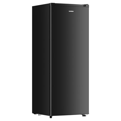 BANGSON 6.5 Cu. ft Upright Freezer, Stand up Freezer with Adjustable Thermostat, Removable Shelves, Reversible Single Door, Black
