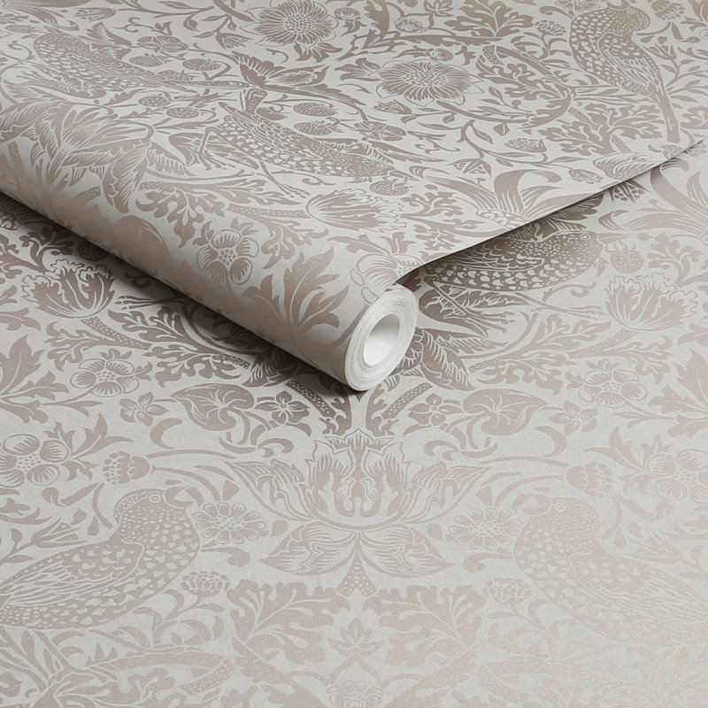 William Morris At Home SS24 Floral Wallpaper Double Roll, Fibrous Neutral