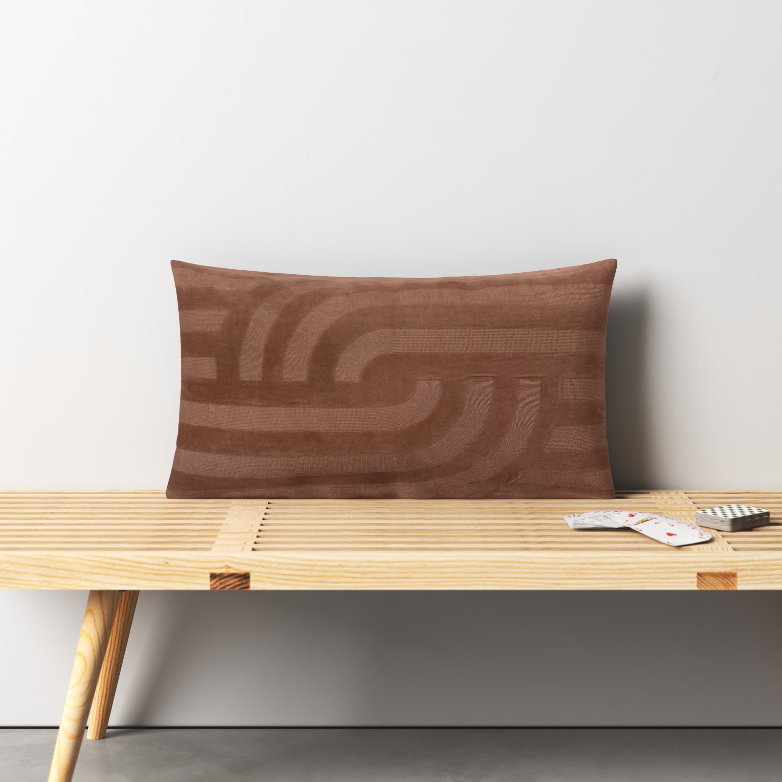 Terrah 26" x 14" Embroidered Throw Pillow, Camel