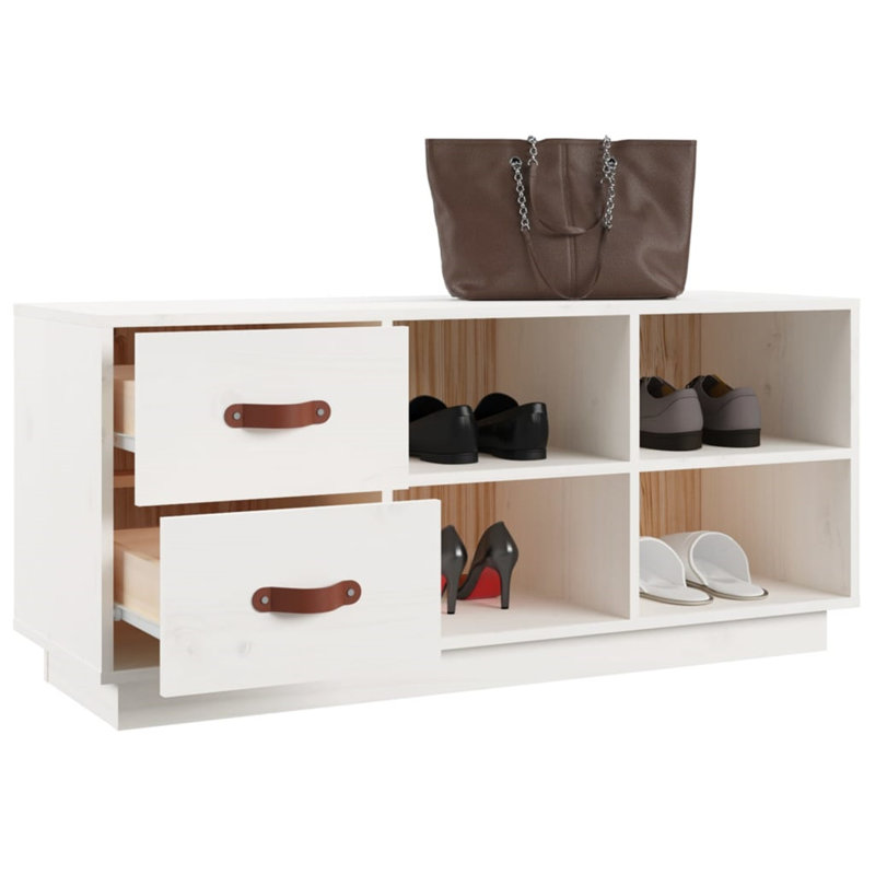 Shoe Bench With Storage -  Scandinavian Design With 2 Drawers And 4 Compartments, Easy Assembly, White