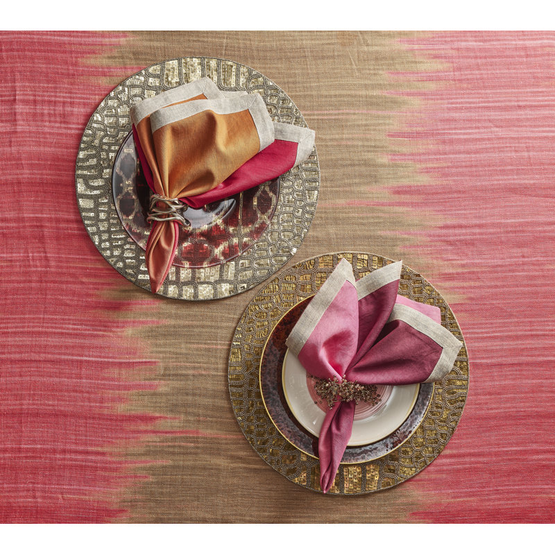 Dip Dye Linen Napkin, Cranberry/Orange