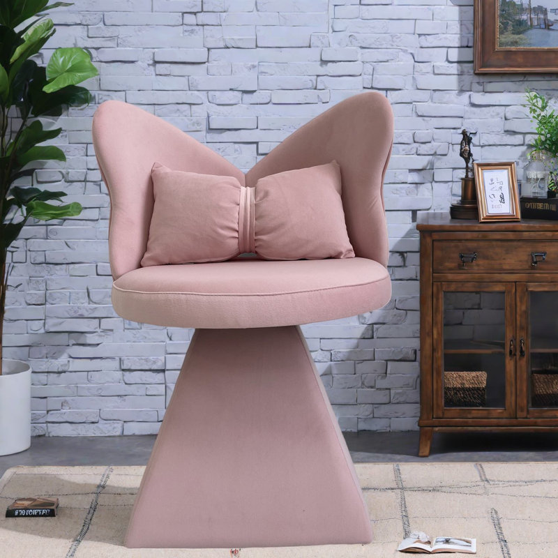 Fauteuils pivotants d'appoint, fauteuil de coiffeuse compact en velours de chenille rose pour la maison
