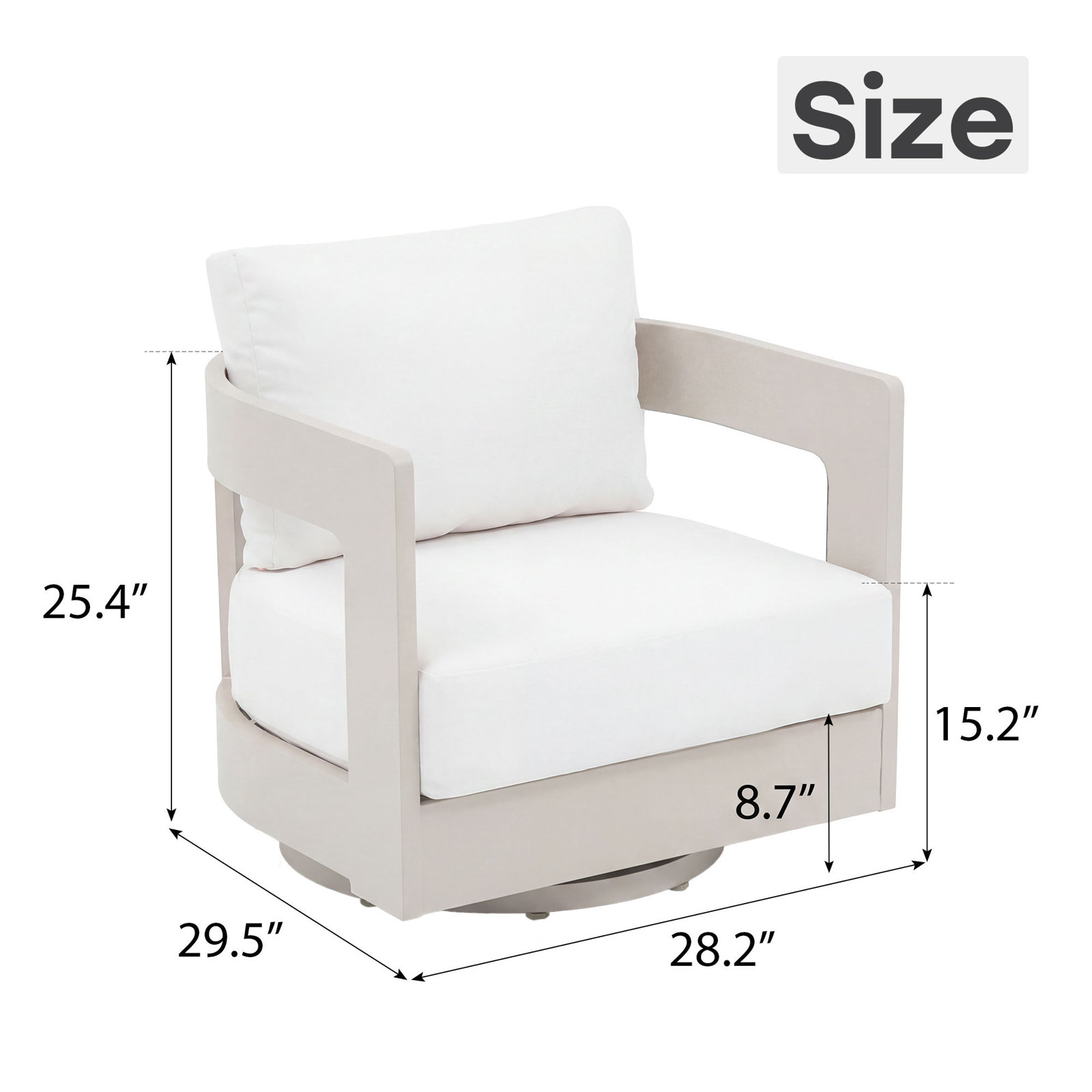 Frances Sunbrella® Swivel Patio Lounge Chair, White Cushion/Champagne Frame