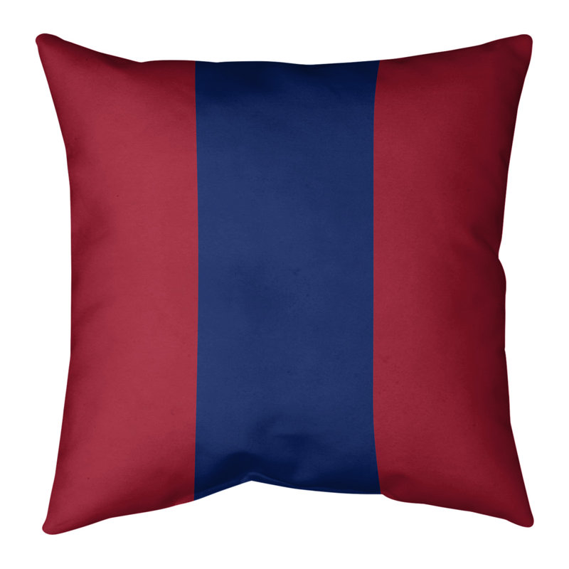Housse de coussin, 14 po x 14 po, Rouge / Bleu, Simili lin