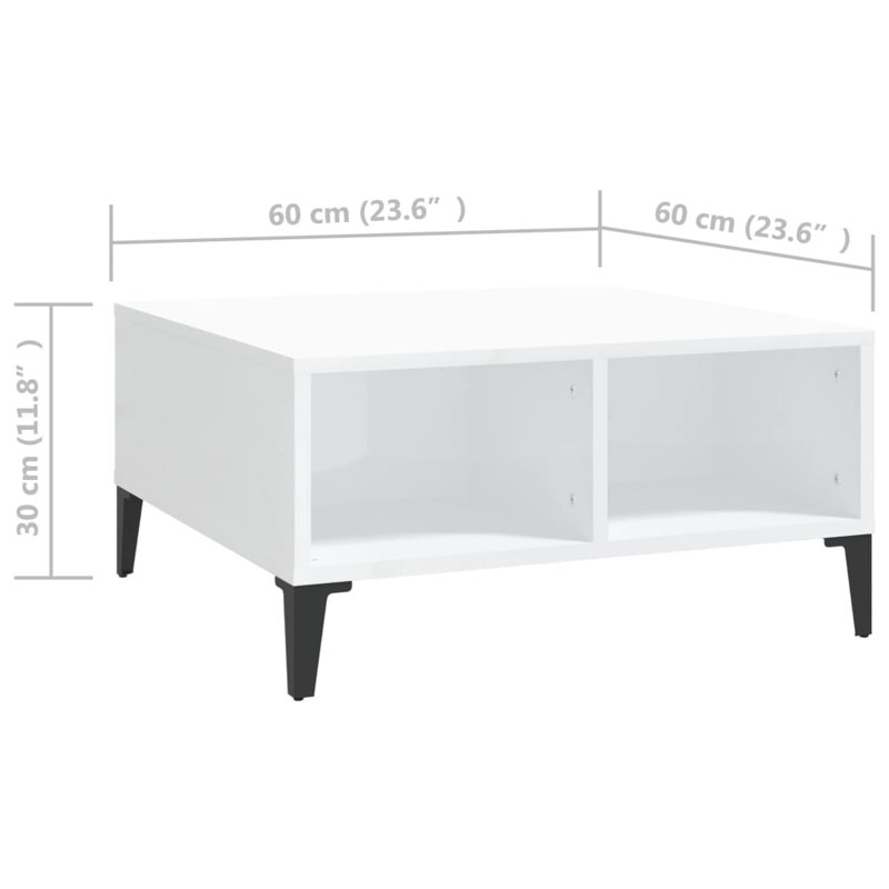 Alexzandre Four Leg Coffee Table with Storage, High Gloss White