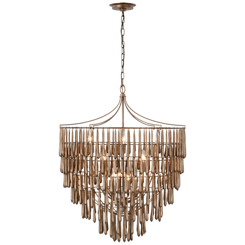 Julie Neill Vacarro Large Chandelier, Antique Bronze Leaf