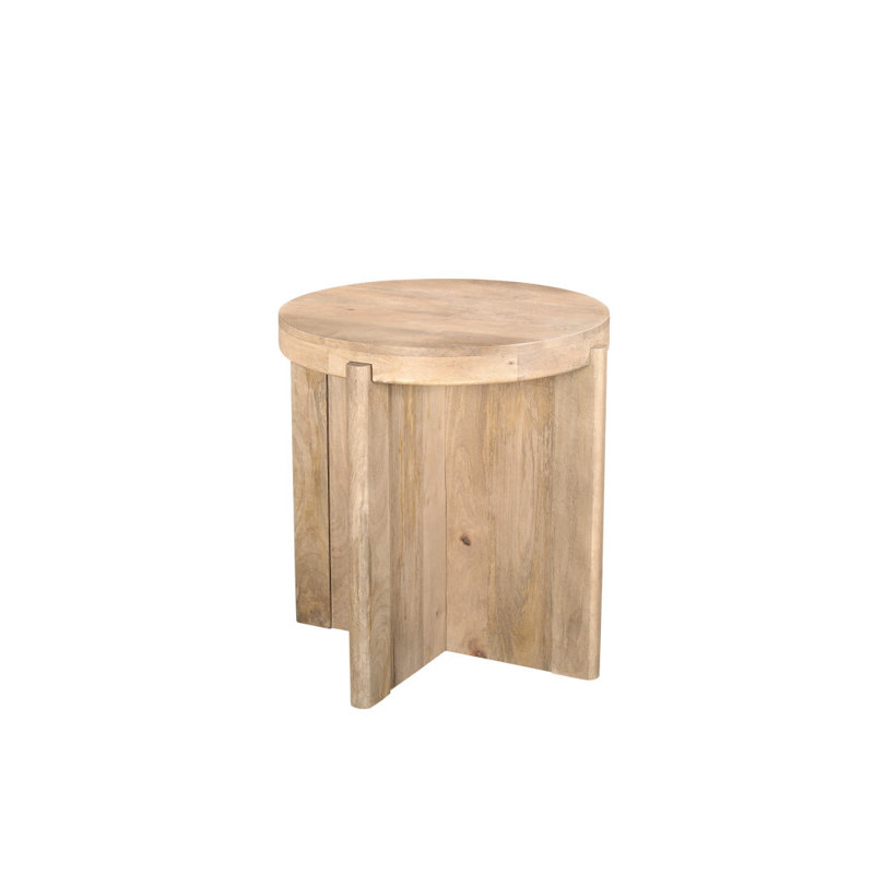 Table de bout ronde en bois massif 24 po 24 po