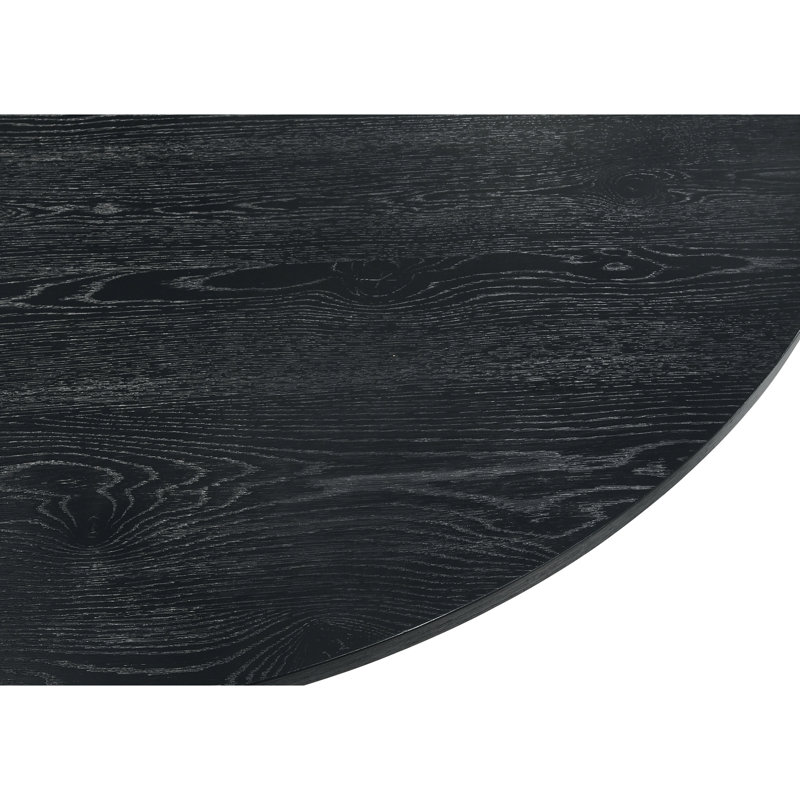 Table de salle à manger en ébène noire de 59 po de largeur, ronde et combinée, de 29,54 po