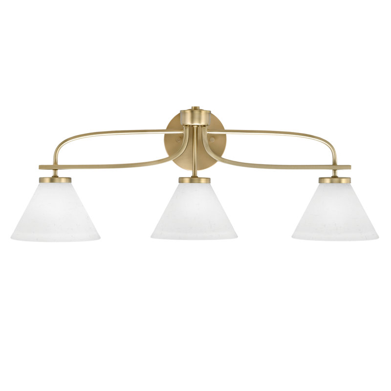 Cavella 3 Light Bath Bar Shown With 7" White Muslin Glass, New Age Brass