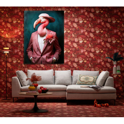 Mister Flamingo Print on Glass