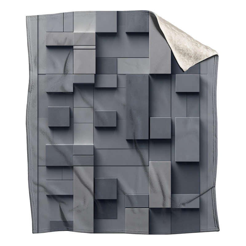 Geometric Gray Blocks Blankets, 60in W x 80in H