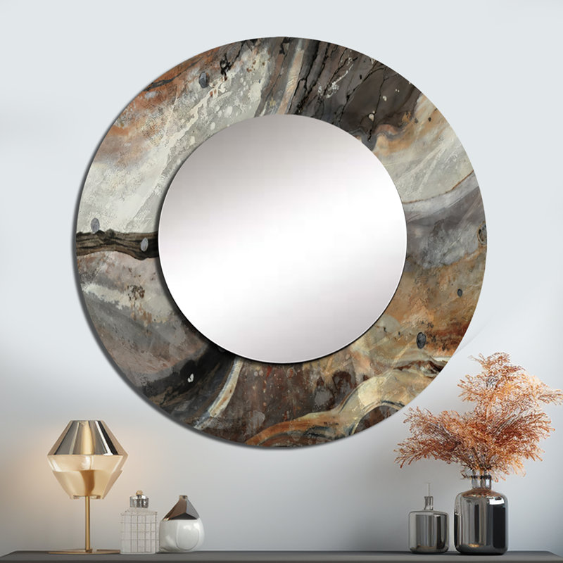 Morning Effervescence II - miroir abstrait, miroir mural moderne unique, impression d'art en métal, 29 po x 29 po, Rond