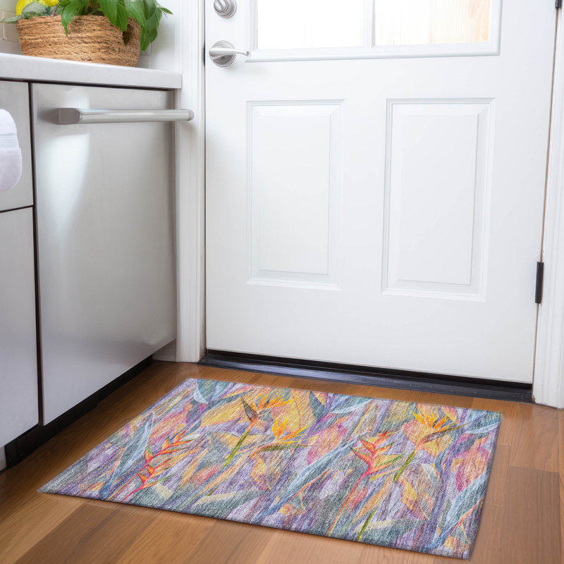 Tapis multicolore Cerrito AMF209 lavable à la machine de qualité supérieure, Rectangle 1 pi 8 po x 2 pi 6 po
