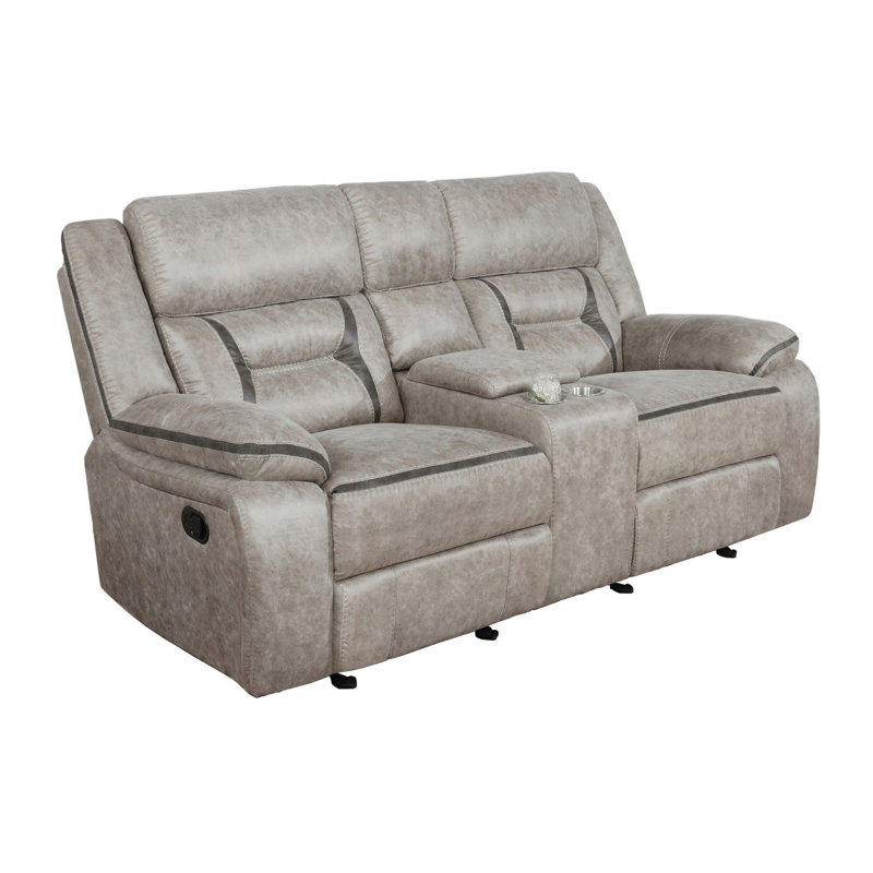 Causeuse inclinable avec accoudoirs coussinés, Similicuir taupe