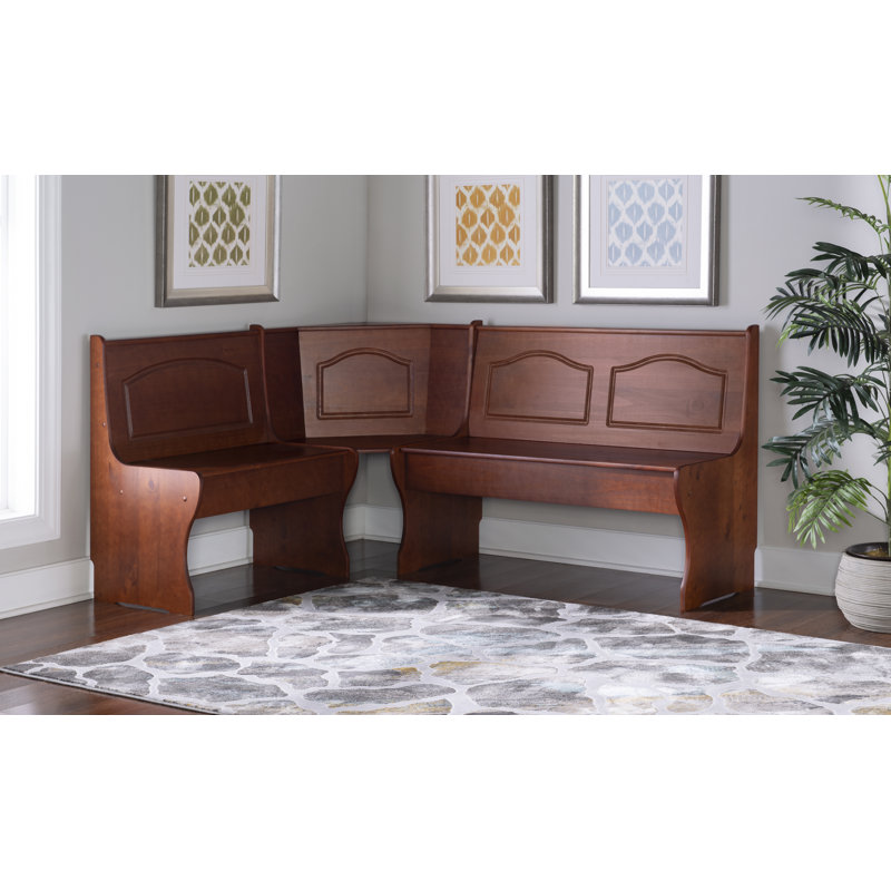 Jiles 5 Person Corner Solid Pine Breakfast Nook with Hidden Storage, Walnut