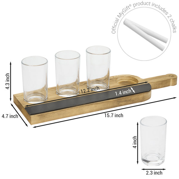 Beer Tasting Flight Sampler Set of 4 - 6oz Pilsner Craft Brew Glasses with  Paddle and Chalkboard - Great Gift