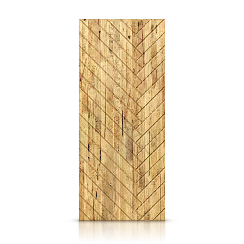 Porte à panneaux en bois massif et métal, Chêne vieilli, H 84 po x l 24 po