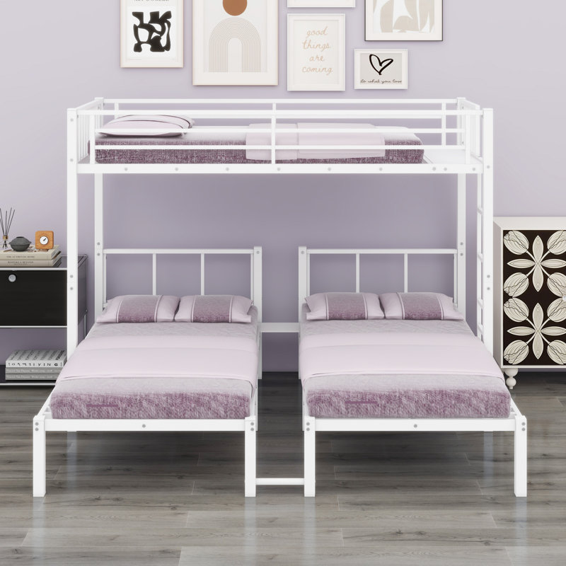 Metal Triple Bunk Bed, White