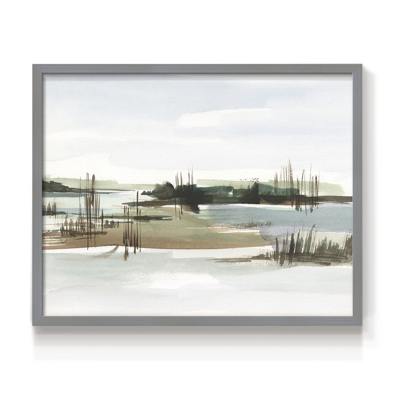 Marsh Reeds I -Framed Print - Restickable, Gray, 22" H x 28" W