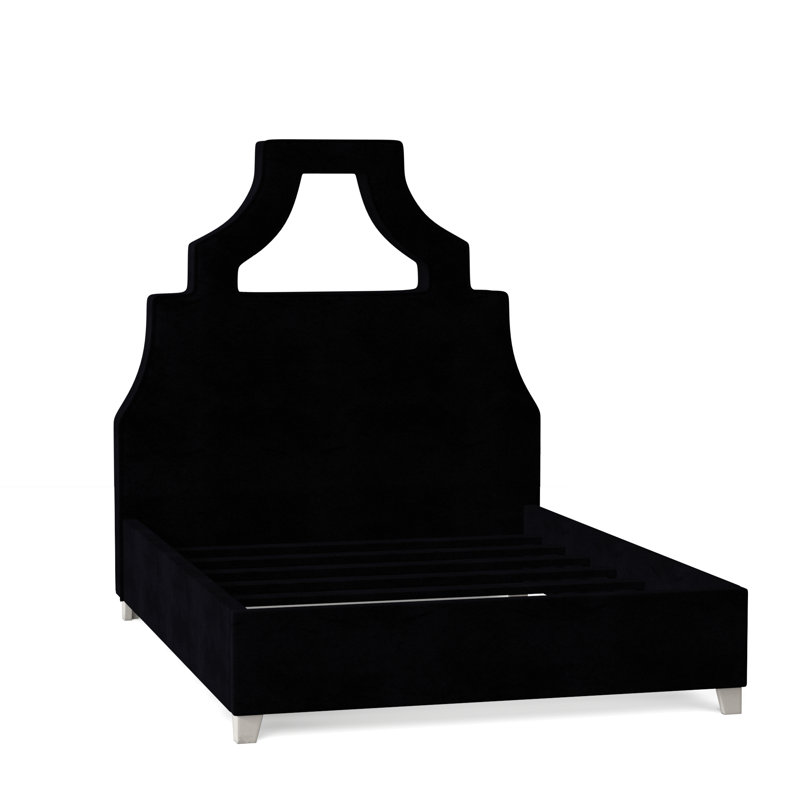 Lit plateforme tapissier Natalie, Double, Granite Bella, Blanc antique
