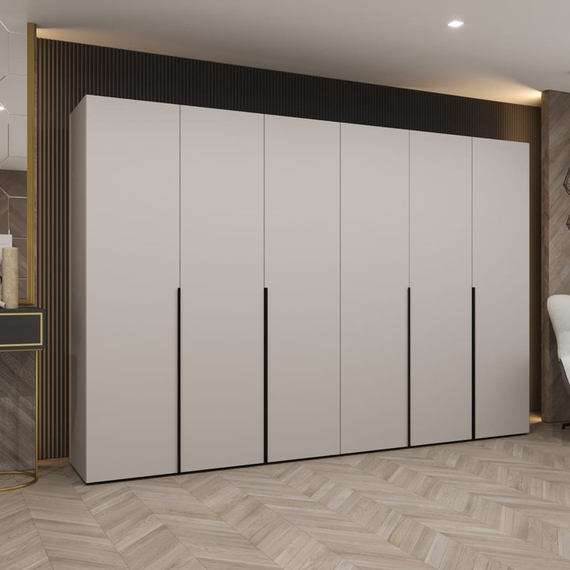 Bia 6 Door Manufactured Wood Wardrobe, Cashmere