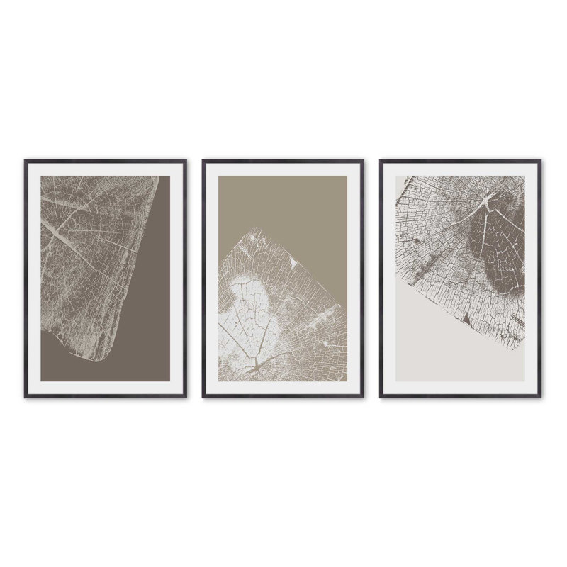 Ensemble de 3 gravures Timeless Grains, Cadre en zinc patiné, H 15,5 po x l 23,5 po x P 1,25 po