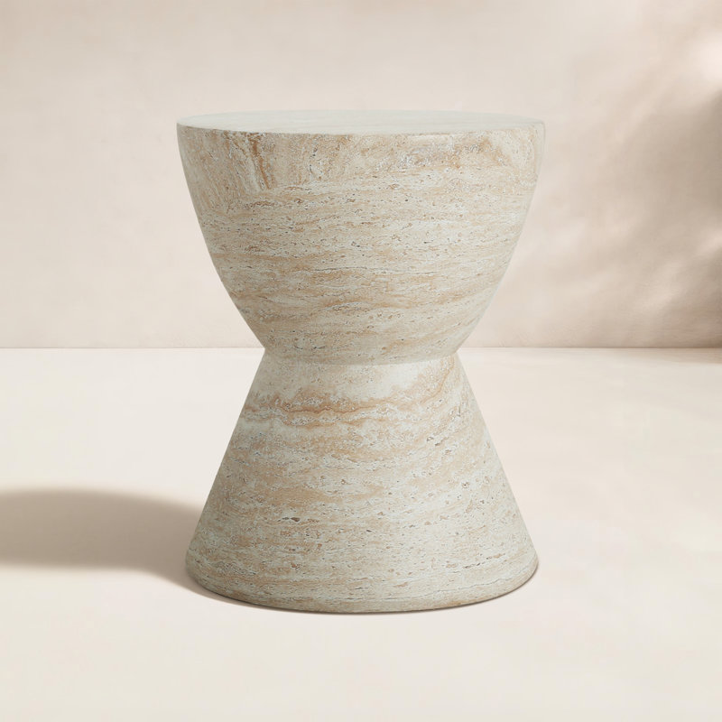 Tyche Northrup Concrete Side Table, Travertine