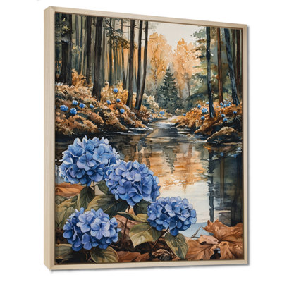 Gitika Hydrangeas By The Forest River I - Hydrangea Wall Art