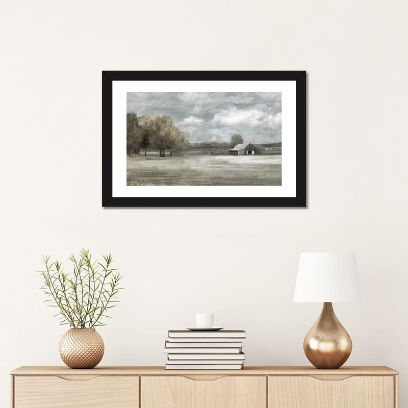 " Country Quiet " by Nan, Black Framed, 16" H x 24" W x 1" D