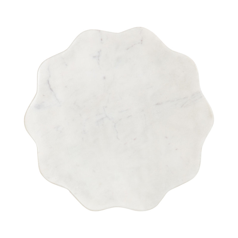 Round Marble and Metal Drink Table, Silver
