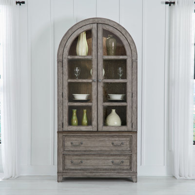 Chalita Glass Door Curio Cabinet Set with LED Lighting