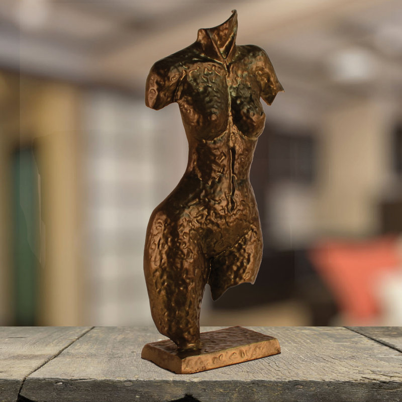 Bumpy TORSO SCULPTURE Aluminium Ornament 38cm, Mocha