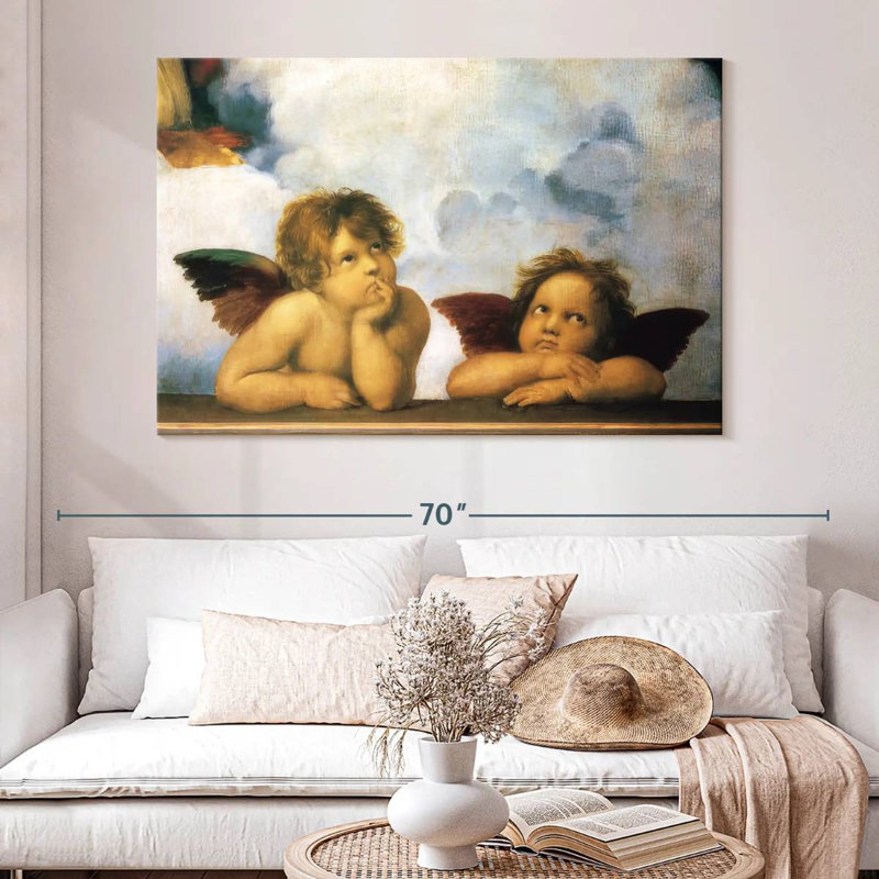 Détail de Putti de la Madone Sixtine, H 34 po x l 51 po