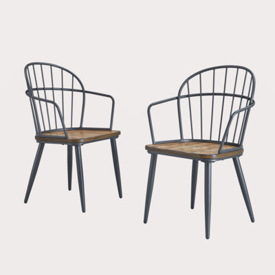 Chaise de salle à manger d'intérieur avec pieds en métal (ensemble de 2), bouleau clair
