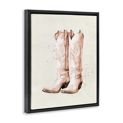 Howdy Cowgirl Pastel Boots Floating Frame, design by Kim Allen