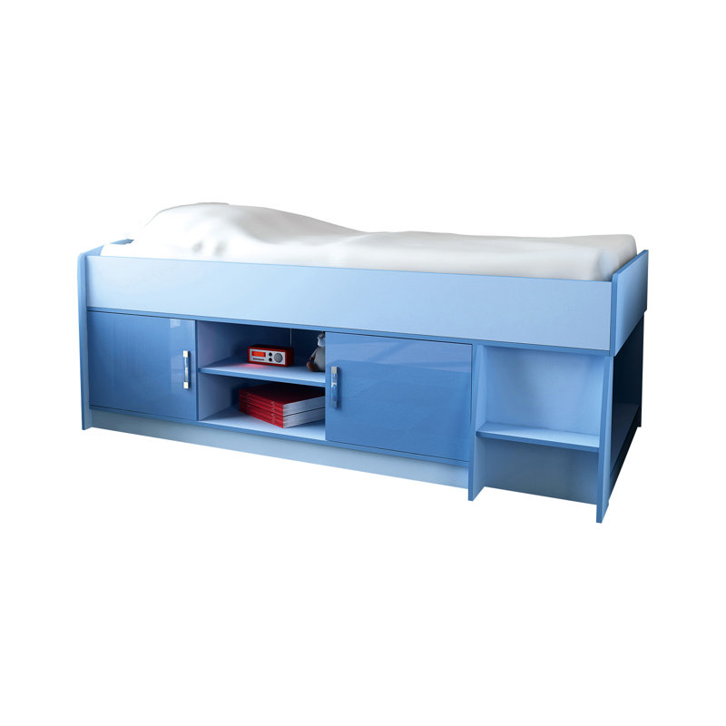 Mate's Single Mid Sleeper Bed with Shelves and Bookcase, Blue